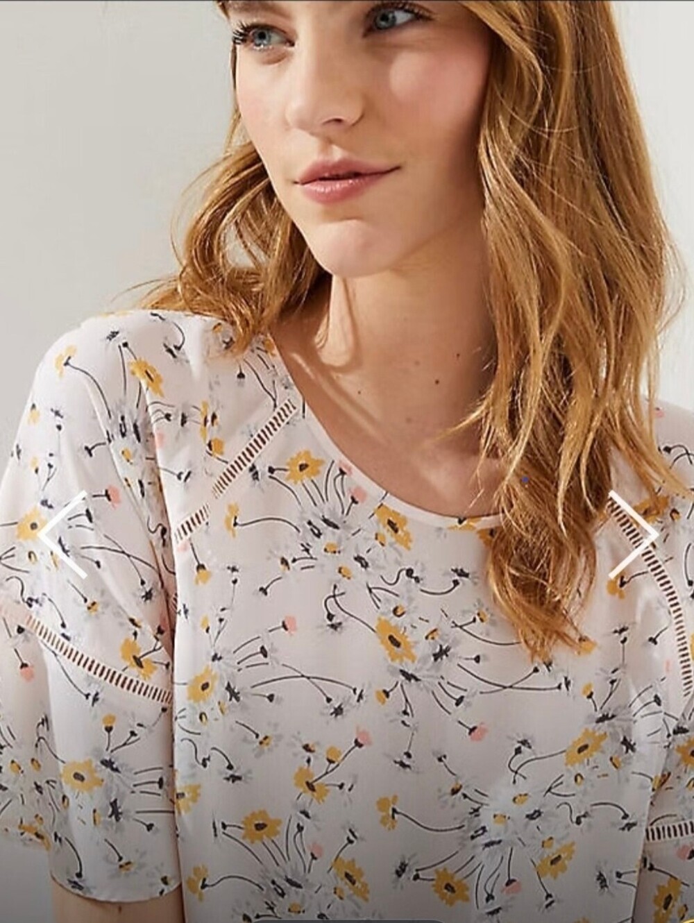 LOFT Women's Medium Floral Blouse Pink Yellow Flutter Sleeve Keyhole Back Top